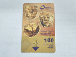 Macedonia-(MK-MAT-0040B)-Golden Masks-(20)-(8/01)-(100units)-(00352758)-tirage-80.000+1card Prepiad Free - Macedonia Del Norte