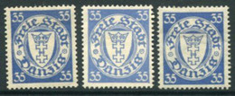 DANZIG 1925-31 Arms Definitive 35 Pf. All Three Shades,LHM / *.. Michel Spez.  215a,b,c  €55 - Neufs