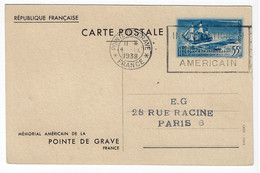 POINTE DE GRAVE Mémorial Carte Postale Entier 55c Bleu Ob Meca Inauguration Yv EP 12 - Standaardpostkaarten En TSC (Voor 1995)