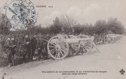 CARTE FRANÇAISE - GUERRE 14-18 - BATTERIE DE CANONS DE 75 - Matériel