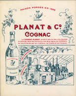 BEBIDAS / ETIQUETA - PLANAT & CO. COGNAC , FINE CHAMPAGNE , FORMATO : 105 X 135 - Alcoholes Y Licores