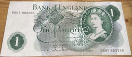 Bank Of England £1 Note (E59T Series) - Very Good Condition - 1 Pound
