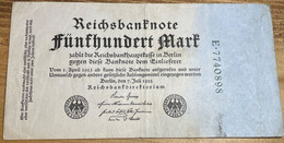 Germany: Reichsbanknote 500 Mark, July 1922 Series - Good, Circulated Condition - 500 Mark
