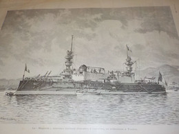 GRAVURE CUIRASSE LE MAGENTA  A TOULON  1893 - Bateaux