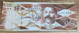 Barbados - Ten Dollar Bank Note. Average, Circulated Condition. - Barbados (Barbuda)