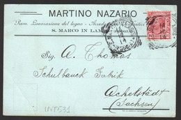 SAN MARCO IN LAMIS - FOGGIA - 1914 - CARTOLINA COMMERCIALE - MARTINO NAZARIO - LEGNO ED ARREDAMENTI SCOLASTICI (INT531) - Marchands