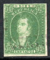 ARGENTINA Sello Usado Sin Dentar BERNARDINO RIVADAVIA X10 C Filigrana RA Años 1864-67 – Valorizado En Catálogo U$S 1.700 - Used Stamps