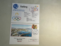 (3 N 37A) Paris 2024 Olympic Games - Olympic Venues & Sport - Marseile Marina = Sailing (2 Covers) - Verano 2024 : París