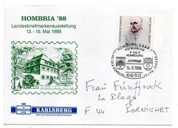 Allemagne--1988 - Lettre HOMBURG  Pour  PORNICHET-44..timbre J.Monnet Seul Sur Lettre..cachet..pub Karlsberg Bier.. - Covers & Documents