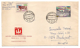 Tchécoslovaquie-1968--Entier De RIMAVSKA SOBOTA  Pour BUDAPEST (Hongrie) Complément Timbre Vache..cachet... - Covers