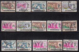 15 Diff., Flowers, Flower, Malaya States, Malaysia Used 1965, Selagor, Perak, Penang, Etc., (sample Image) - Autres & Non Classés