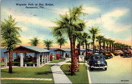 Florida Pensacola Wayside Park At Bay Bridge 1951 Curteich - Pensacola