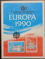 O) 1990 BELGIUM, PROOF, EUROPA 1990, POST OFFICE, OSTEND 1, LIEGE 1, CATALOG VALUE 125 Usd. XF - Proeven & Herdruk