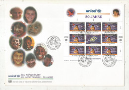 FDC, Premier Jour, UNICEF, 50 E Anniversaire , 260 X 180 Mm, Wien, 1996, Bloc De 9 Timbres, Frais Fr 2.00 E - UNICEF