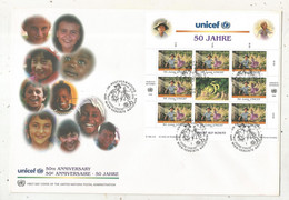 FDC, Premier Jour, UNICEF, 50 E Anniversaire , 260 X 180 Mm, Wien, 1996, Bloc De 9 Timbres, Frais Fr 2.00 E - UNICEF