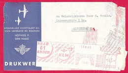 OLANDA - AFFRANCATURA MECCANICA ROSSA - KLM - GRAVENHAGE*7.III.52* SU FRONTESPIZIO - Maschinenstempel (EMA)