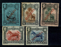 Ref 1587 - 1921 Portuguese Nyassa - 5 X MNH Animal Stamps Overprinted Republica - Nyassa