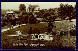 Ref 1588 - Early Real Photo Postcard - Family Belle Vue Park Newport - Monmouthshire Wales - Monmouthshire