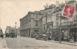 CPA - France - Reims - Rue De Vesle Et Le Théâtre - E.L.D - Oblitéré Epernay Gare 1926 - Animé - Tram - Cacao Van Houten - Reims