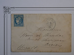 BL12 FRANCE  BELLE LETTRE 1879 TOULON A BEZIERS  +CERES EMISSION BORDEAUX +AFFRANCH. INTERESSANT++ + - 1870 Bordeaux Printing