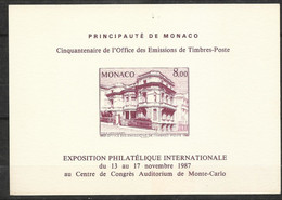 Monaco Epreuve Cinquantenaire  OETP  N° 1591 Exposition Philatélique Internationale 13 Au 17/12/1987  B/TB Soldes ! ! ! - Briefe U. Dokumente