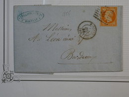 BL12 FRANCE  BELLE LETTRE  1856 BAYONNE  A BORDEAUX +N°16+ +AFFRANCH. INTERESSANT++ + - 1853-1860 Napoleone III