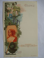 MENU  -  JEUNE  FILLE  DES  ENVIRONS  DE  LORIENT   -  BISCUITS  LEFEVRE-UTILE -  GAUFFRE  ET  DORE    20.5 X 12.5  CM. - Menus