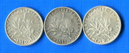 Franc  1910 +1911 +1912  Arg - 1 Franc
