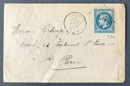 France N°29 Sur Enveloppe, TAD Chelles (73) 22.2.1870 + GC 994 - (N284) - 1849-1876: Periodo Clásico