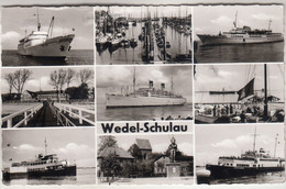 C2829) WEDEL - SCHULAU - Tolle S/W Mehrbild AK Mit Vielen SCHIFF Details 1964 - Wedel