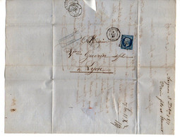 TB 3817 - 1857 - LAC - Lettre Après Le Départ - Mrs PAVIN & BONNET à AVIGNON Pour Mr GUERIN Fils à LYON - 1849-1876: Période Classique