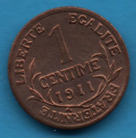 FRANCE 1 CENTIME 1911 KM# 840 DUPUIS - 1 Centime