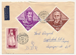 Hongrie - Env Affr. Composé Dont 60f Pierre De Coubertin - Cachet Illustré - Budapest - 28/10/1963 - Covers & Documents