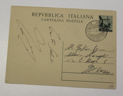 1953 TRIESTE Cartolina POSTALE L.20 AMG-FTT+timbro TRIESTE PIAZZA DELLA BORSA+viaggiata-PP844 - Marcophilia