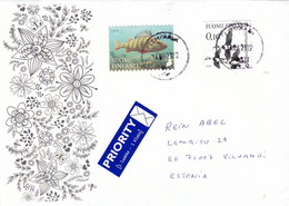 GOOD FINLAND Postal Cover To ESTONIA 2022 - Good Stamped: Birds ; Fish - Briefe U. Dokumente