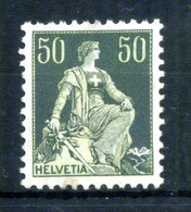 1908 SVIZZERA N.124 * Helvetia Seduta, 50c. Verde E Verde Chiaro - Unused Stamps