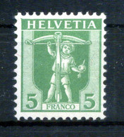 1907 SVIZZERA N.115 * Walter Tell, 5c. Verde - Ongebruikt