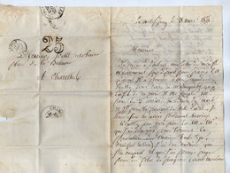 TB 3820 - 1854 - LAC - Lettre Taxée 25 Cts / MP DIGOIN / Mr FENEON à LA MOTTE SAINT JEAN Pour Me PETIT à CHAROLLES - 1849-1876: Période Classique