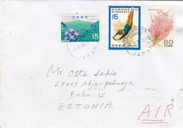 GOOD JAPAN Postal Cover To ESTONIA 2020 - Good Stamped: Sport ; Flowers - Brieven En Documenten