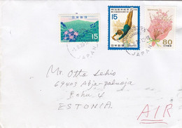 GOOD JAPAN Postal Cover To ESTONIA 2020 - Good Stamped: Sport ; Flowers - Lettres & Documents