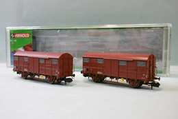 Arnold - 2 WAGONS COUVERT G4 Permaflex SNCF ép. IV Réf. HN6516 Neuf NBO N 1/160 - Vagoni Merci