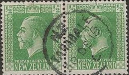 NEW ZEALAND 1915 King George V -  ½d. - Green FU PAIR - Gebraucht