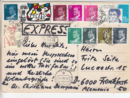 GOOD SPAIN EXPRESS Postcard To GERMANY 1985 - Good Stamped: King ; Picasso ; Music - Covers & Documents