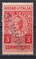 REGNO D'ITALIA - TASSA DI TRASPORTO DA LIRE 3 ANNULLATA COMMITTENTE - Revenue Stamps