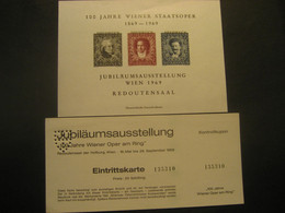 Österreich- "Opern Neudruckblock" 100 Jahre Wiener Staatsoper Mit Eintrittskarte, ANK N8 - Prove & Ristampe