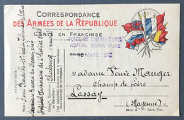 France, Griffe PLACE DE CHERBOURG / HOPITAL TEMPORAIRE / 19 MARS 1915 Sur CPFM - (N356) - WW I