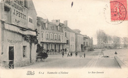 CPA - France - Samois-sur-Seine - Le Bas-Samois - Oblitéré 1908 - Animé - Liqueurs J. Petit - Canal - Buvette - Samois