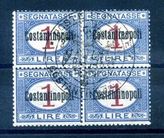 1922 COSTANTINOPOLI Segnatasse N.4 1 Lira Con Bollo Postale Di Controllo Completo, Linguellato * - European And Asian Offices