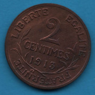 FRANCE 2 CENTIMES 1913 KM# 841 DUPUIS - 2 Centimes