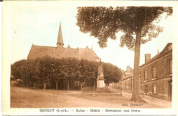 4J2 --- 37 REUGNY Eglise - Mairie - Monument Aux Morts - Reugny